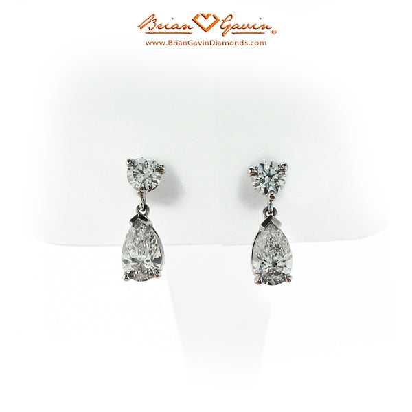 Amy's Brian Gavin Custom Platinum Pear Shape Dangle Earrings