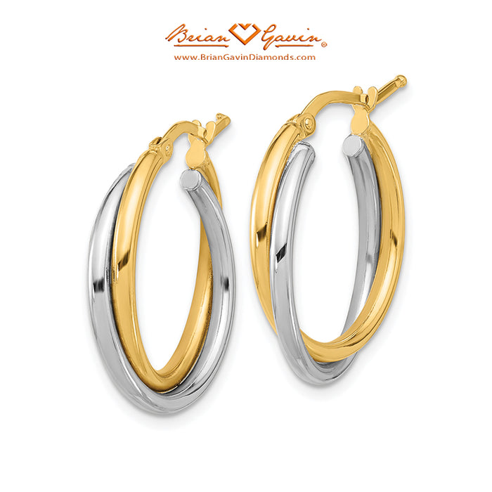 Two-Tone Twisted Round Hoop Earrings