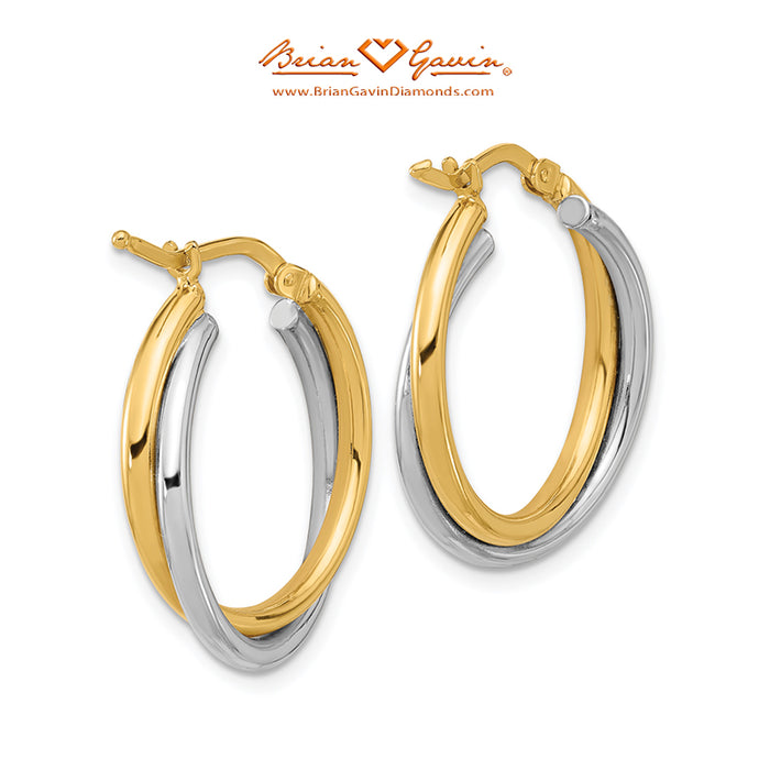 Two-Tone Twisted Round Hoop Earrings