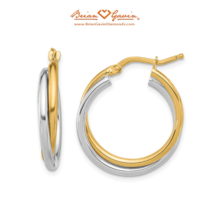 Two-Tone Twisted Round Hoop Earrings