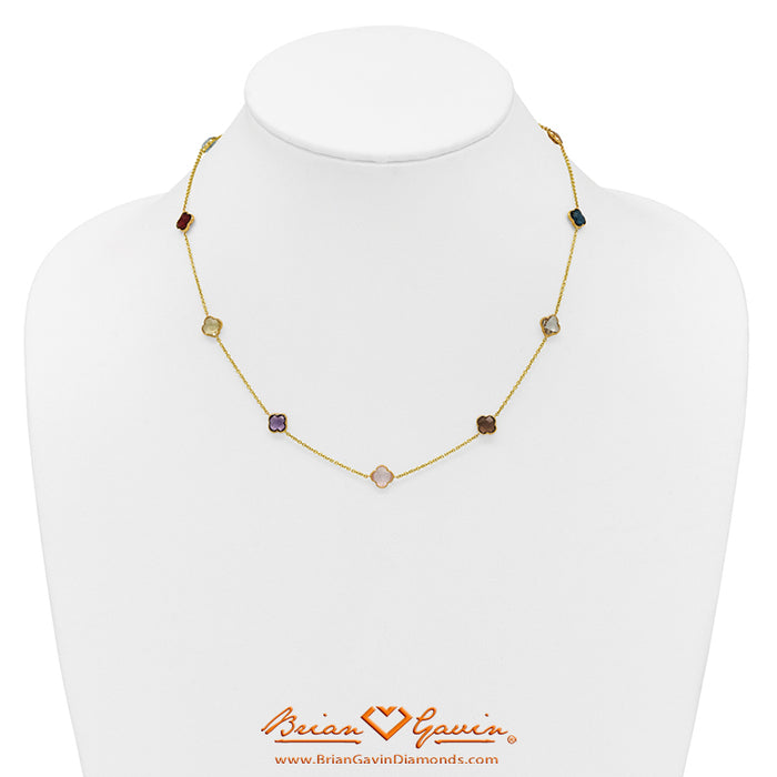 Multi-Gemstone Quatrefoil Station Necklace