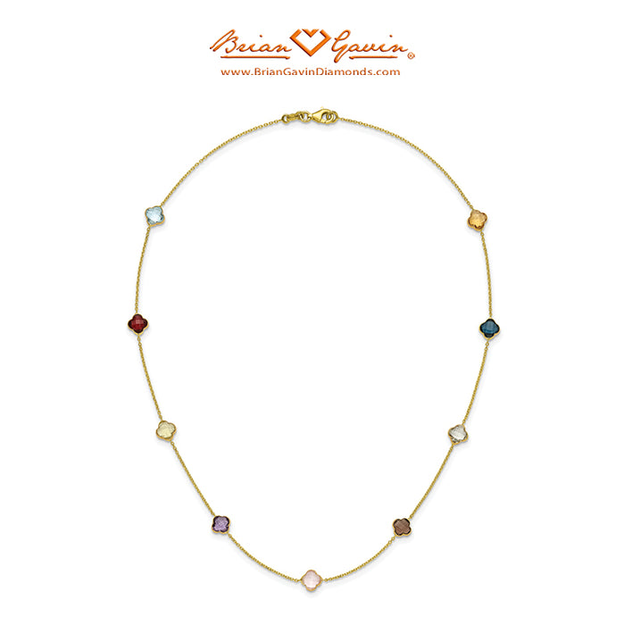 Multi-Gemstone Quatrefoil Station Necklace