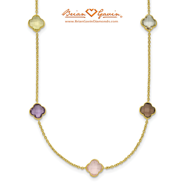 Multi-Gemstone Quatrefoil Station Necklace