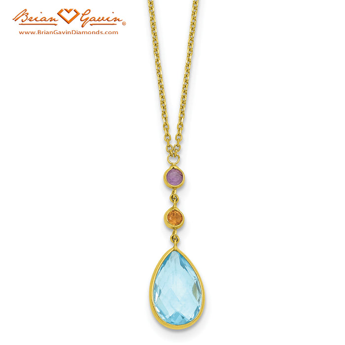 Multi-Gemstone Teardrop Necklace