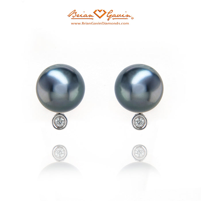 9.0-10.0mm Tahtian Pearl and Diamond Earrings