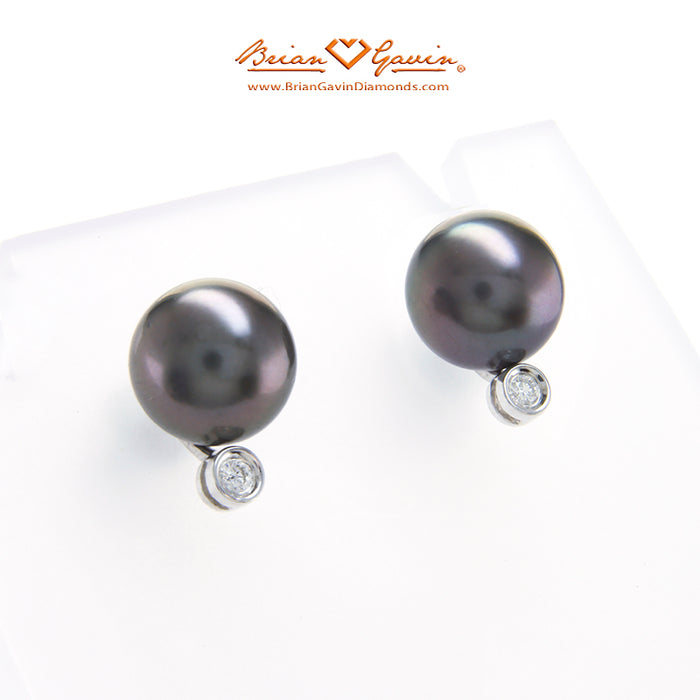 9.0-10.0mm Tahtian Pearl and Diamond Earrings