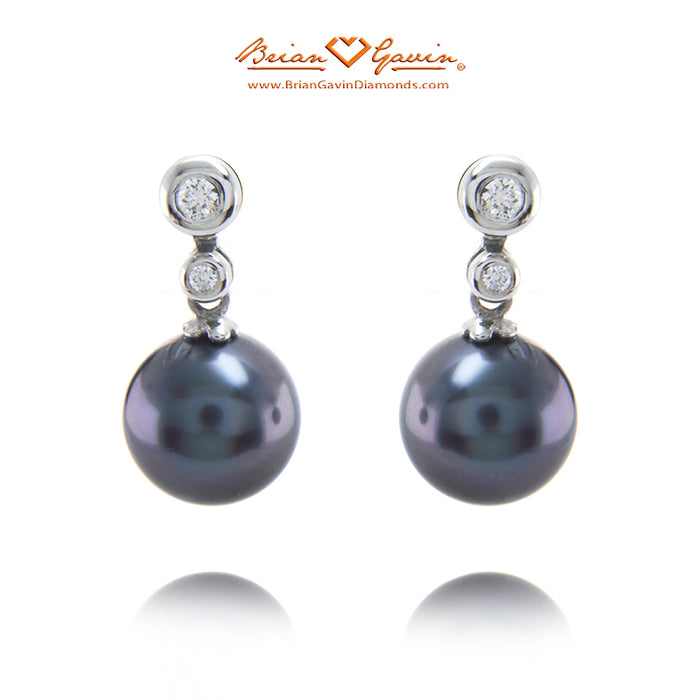 8.5-9.0mm Tahtian Pearl and Diamond Earrings