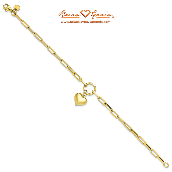 Puff Heart Paperclip Link Bracelet