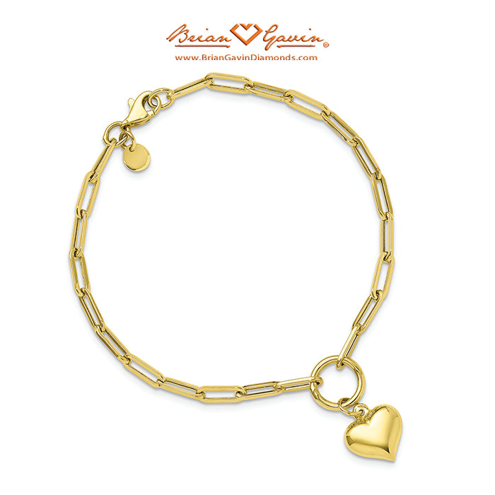 Puff Heart Paperclip Link Bracelet