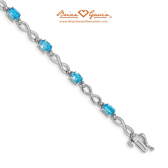 14K White Gold, Blue Topaz