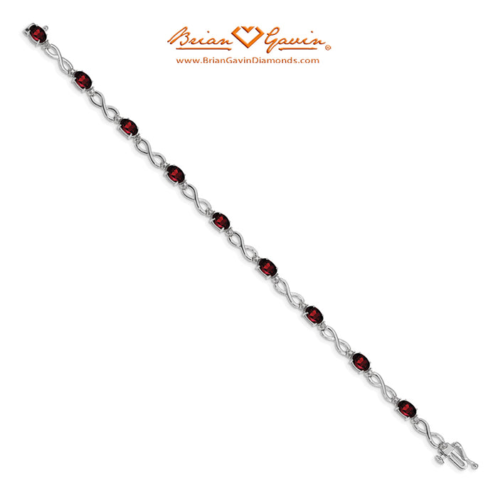 14K White Gold, Garnet